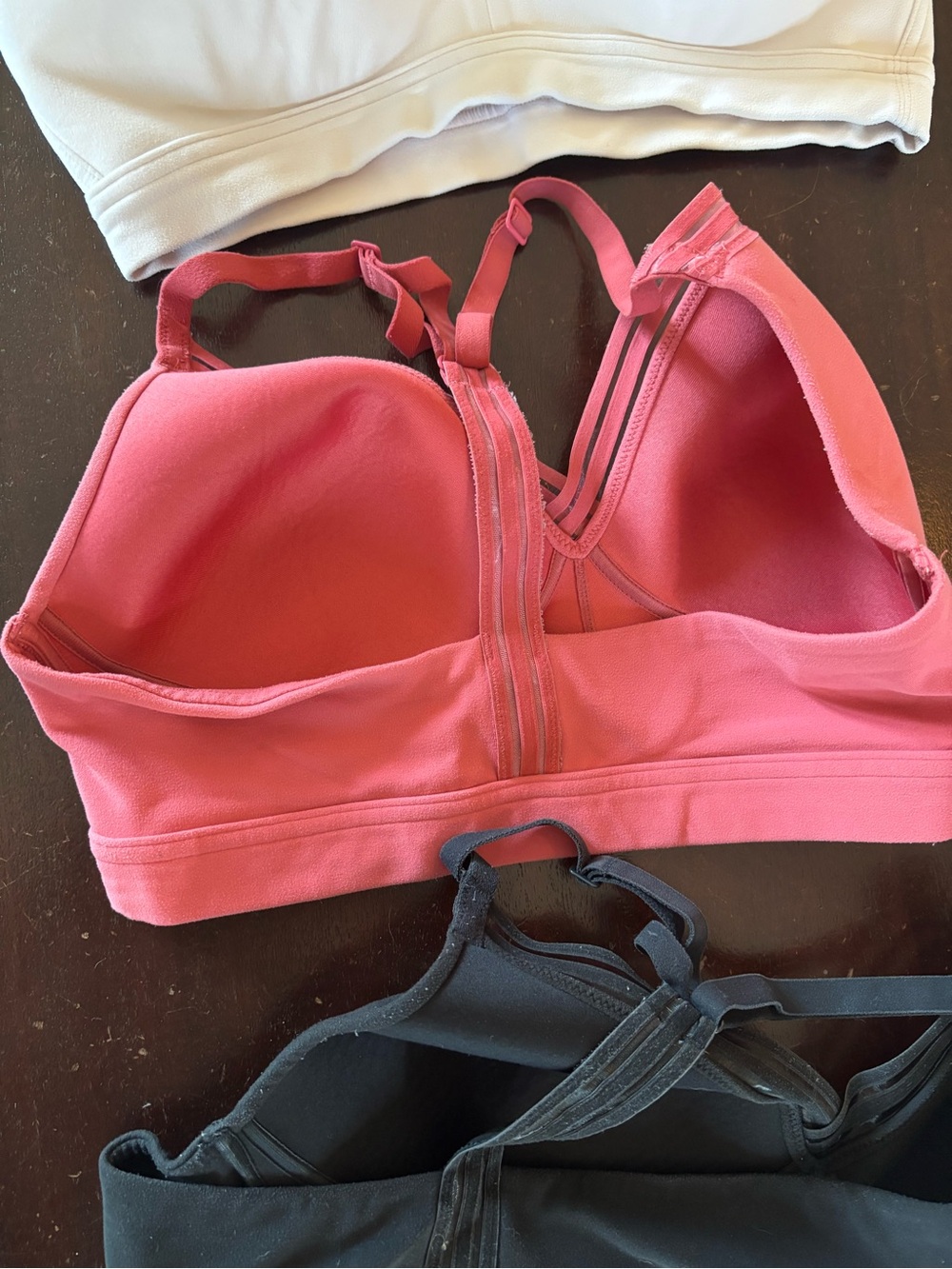 Athleta Y back sports bras (size small D-add cup) Set in Black, Cream & Pink - Picture 2 of 2